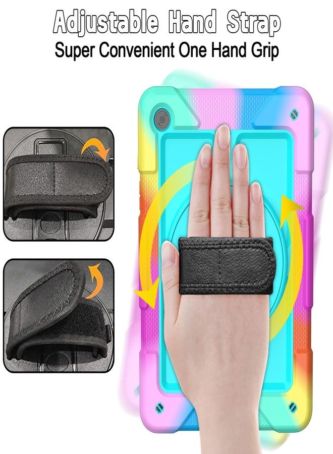 LTROP Case for Samsung Galaxy Tab A9+ Plus Case 11" 2023 (SM-X210/X216/X218), Heavy Duty Shockproof Protective Case with Rotating Stand, Hand/Shoulder Strap, Turquoise - Image 4