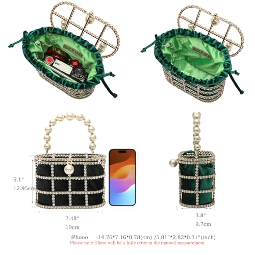 CARIEDO Evening Handbag Women Clutch Purses with Pearl Diamonds for Wedding Prom Birthday Party Dinner Accessories (Black) - Image 3