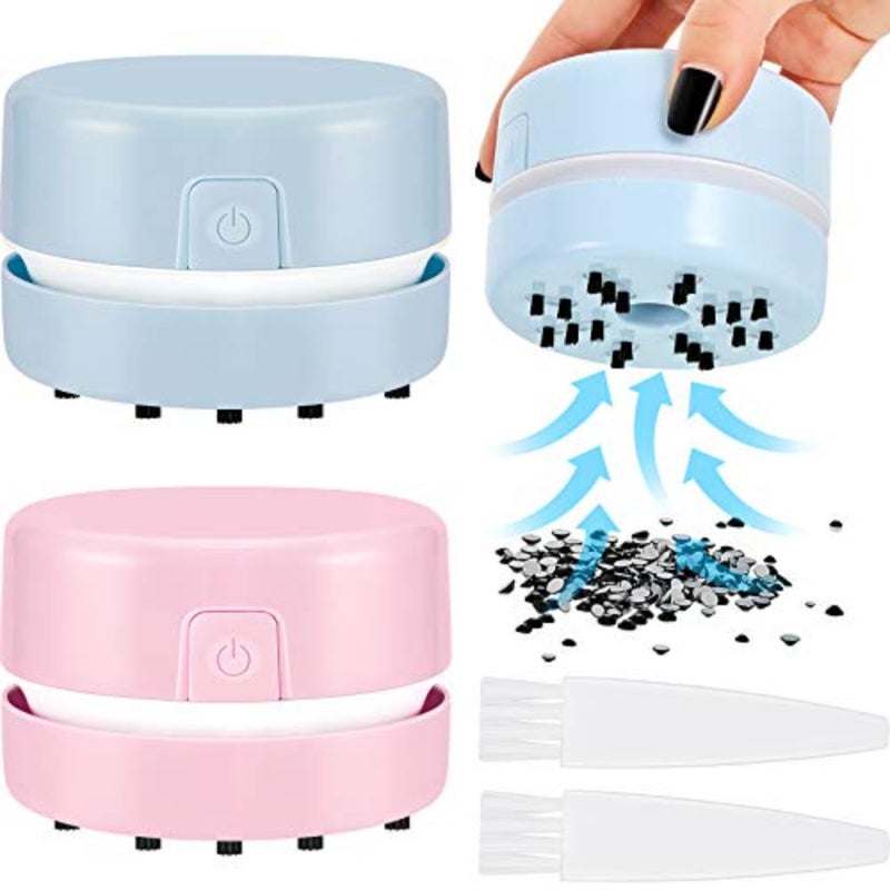 2 Pcs Diamond Painting Tool Drill Quicker Picker for Spilled Diamonds 5d Painting Accessories Vacuum Cleaner Mini Table Desktop Sweeper Organizer Clean Art Beads Crumb - Image 1