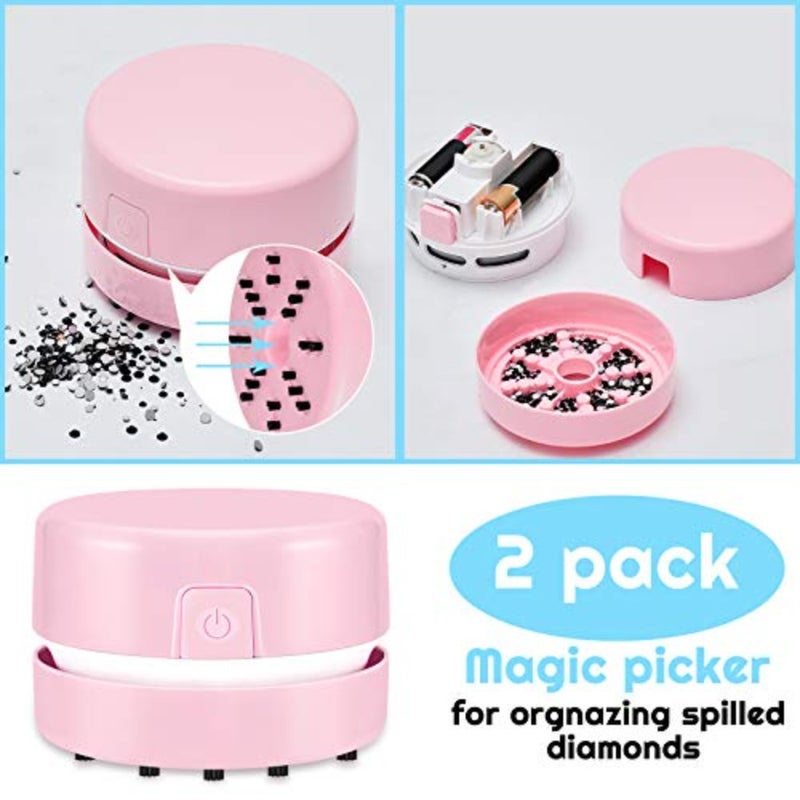 2 Pcs Diamond Painting Tool Drill Quicker Picker for Spilled Diamonds 5d Painting Accessories Vacuum Cleaner Mini Table Desktop Sweeper Organizer Clean Art Beads Crumb - Image 4