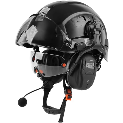 GREEN DEVIL Hard Hat Safety Helmet with Visor and Bluetooth Ear Muffs Full Protection Vented Work Hardhat ANSI Z89.1 Cascos De Construccion for Industrial Construction Forestry - Image 2
