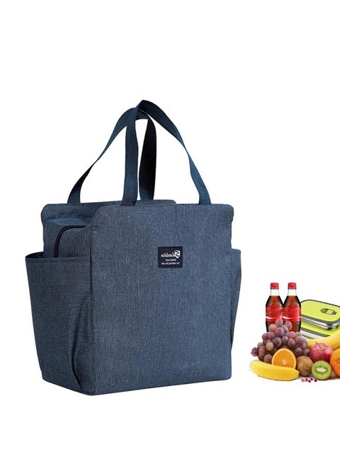 Lunch Bags,Lunch Bag for Women Men and Kids,Reusable Lunch Bags,with Bottle Holder and Side Pockets,Insulated Cooler Tote Bag Blue