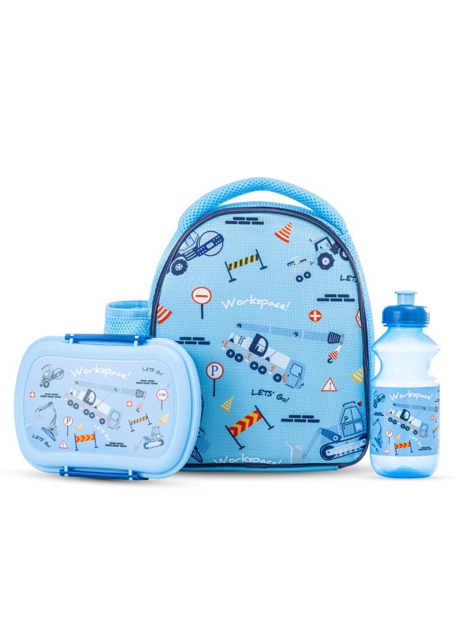 Nova kids مجموعة حقيبة غداء نوفا للأطفال مع صندوق غداء وزجاجة ماء - أزرق مكان العمل - Image 1