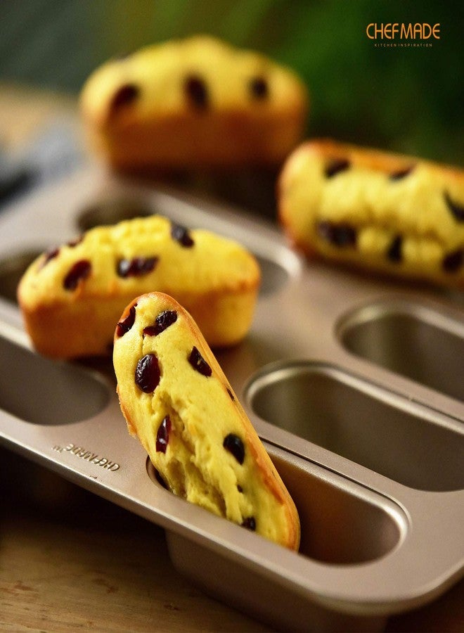 شيف ميد قالب كيك توينكي من CHEFMADE، قالب غير لاصق بثمانية تجاويف على شكل هوت دوج صغير، مناسب لخبز المافن والإكلير في الفرن (لون ذهبي شامبانيا) - Image 5