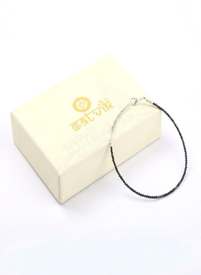 SATVIK Black Onyx Crystal Anklet for Women | Protection Grounding Healing Stone | Natural Gemstone Ankle Bracelet | Adjustable Spiritual Jewelry - Image 3
