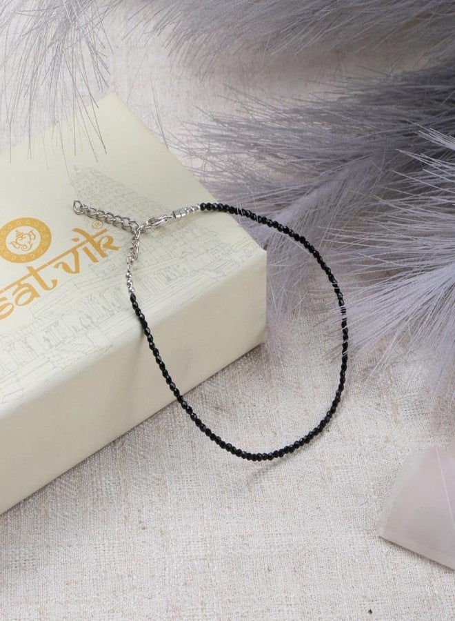 SATVIK Black Onyx Crystal Anklet for Women | Protection Grounding Healing Stone | Natural Gemstone Ankle Bracelet | Adjustable Spiritual Jewelry - Image 5