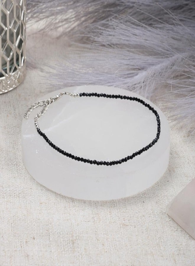 SATVIK Black Onyx Crystal Anklet for Women | Protection Grounding Healing Stone | Natural Gemstone Ankle Bracelet | Adjustable Spiritual Jewelry - Image 4