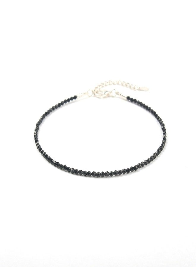 SATVIK Black Onyx Crystal Anklet for Women | Protection Grounding Healing Stone | Natural Gemstone Ankle Bracelet | Adjustable Spiritual Jewelry - Image 1