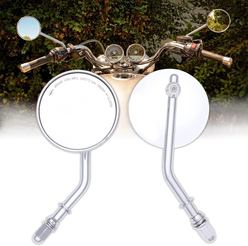 DREAMIZER 8mm 10mm Universal Chrome 3" Round Rear View Mirrors for Motorcycles - Image 1