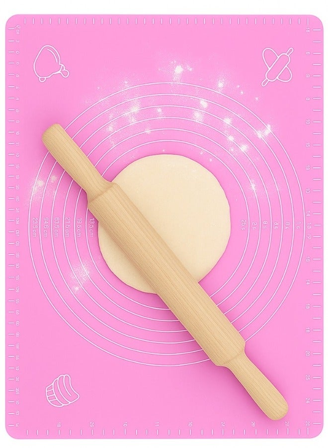 هابي هوم حصيرة معجنات سيليكون كبيرة غير لاصقة قابلة لإعادة الاستخدام بمقياس 43 × 35 وأبعاد إجمالية 50 × 40 سم - حصيرة سيليكون آمنة للاستخدام في الطعام للعجين والمعجنات والبيتزا غير قابلة للانزلاق مع قياسات دقيقة لركوب العجين وحماية السطح مقاومة للحرارة حصيرة سيليكون سميكة صالحة للاستخدام في الطعام للبيتزا والمخبوزات والفطائر يمكن استخدامها كبطانة للفرن أو حصيرة لف العجين (فوشيا) - Image 1