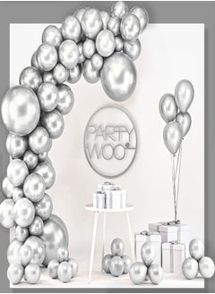 PartyWoo Silver Balloons, 100 pcs Metallic Silver Balloon Garland Kit of 18 inch 12 inch 10 inch 5 inch Latex Balloons and 20m Ribbons for Silver Balloon Arch Kit, Birthday, Wedding, Baby Shower - pzsku/Z2E9A7E453223DC051815Z/45/_/1718136865/ac286cef-90e8-41d0-bd02-0dd2589cd395