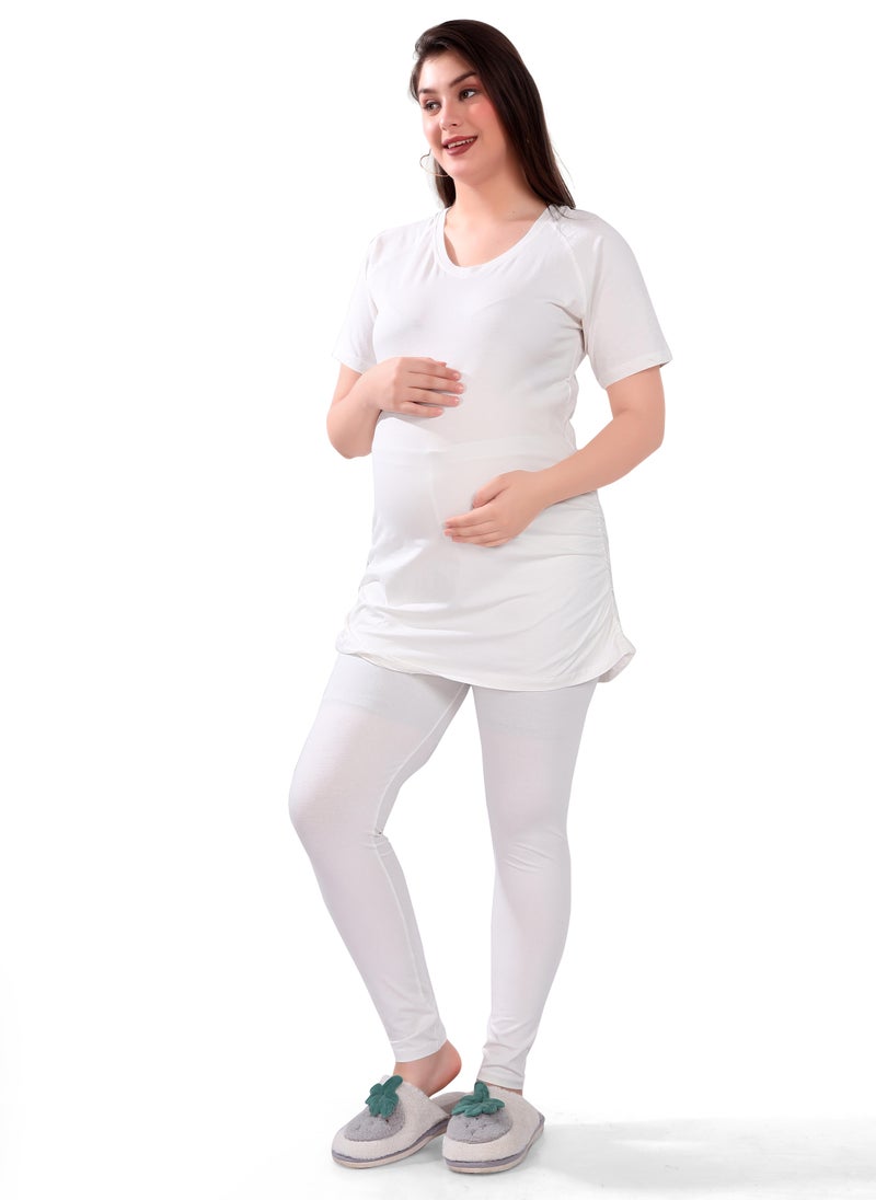 TUMMY TUMMY 2PC Set of Maternity T-shirt & High Waist Legging with Drawstring - Image 1