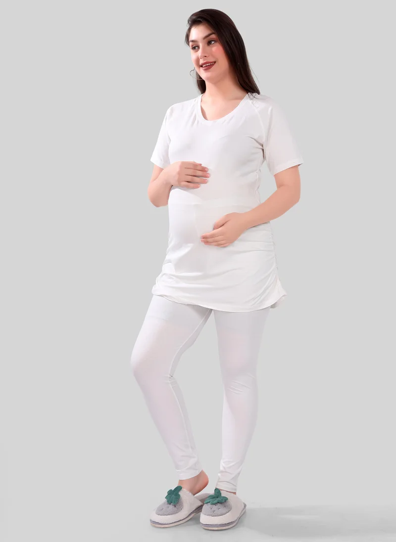 تامي م م ح طقم TUMMY مكون من قطعتين من تي شيرت للحمل وبنطلون ضيق عالي الخصر برباط