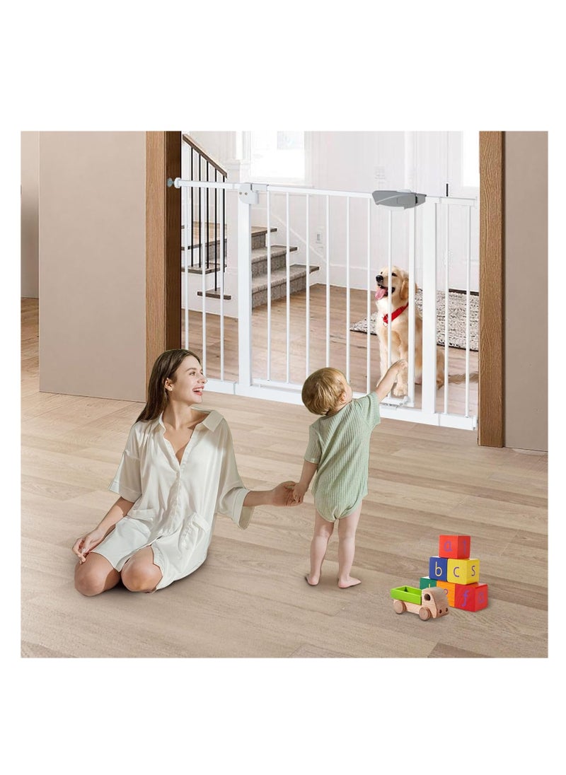 Generic Auto Close Safety Baby Gate, Extra Wide Child Gate,Safety Door Fence,Safety Gate for Doors and Stairs, Stair Gate for Kids Toddlers, Doorway Stairway Guardrail, Kitchen Entrance Barrier for Pet Dog,Extendable With Separate Extensions Metal - White (gate,75-84cm)  - Image 1