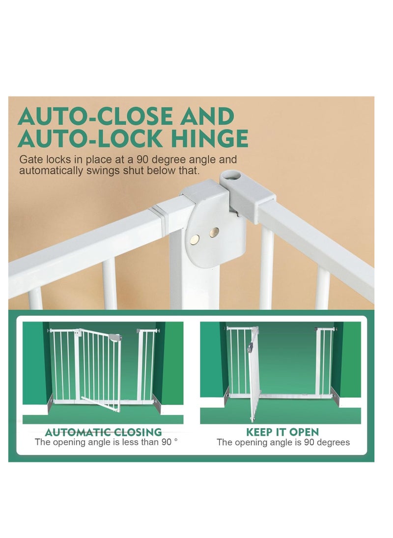 Generic Auto Close Safety Baby Gate, Extra Wide Child Gate,Safety Door Fence,Safety Gate for Doors and Stairs, Stair Gate for Kids Toddlers, Doorway Stairway Guardrail, Kitchen Entrance Barrier for Pet Dog,Extendable With Separate Extensions Metal - White (gate,75-84cm)  - Image 5