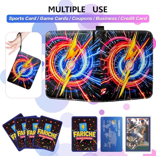 FARICHE Trading Card Binder for TCG Cards, 4-Pocket Portable Card Collector Ablum Holder Book Fits 400 Cards with 50 Removable Sleeve, Waterproof Card Binder Display Storage Carrying Cases -Lightning - Image 5