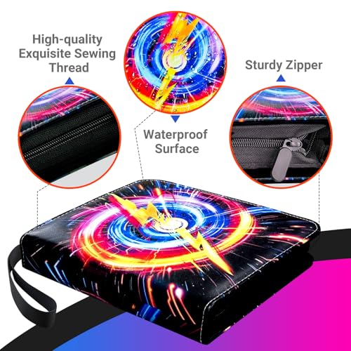 FARICHE Trading Card Binder for TCG Cards, 4-Pocket Portable Card Collector Ablum Holder Book Fits 400 Cards with 50 Removable Sleeve, Waterproof Card Binder Display Storage Carrying Cases -Lightning - Image 2