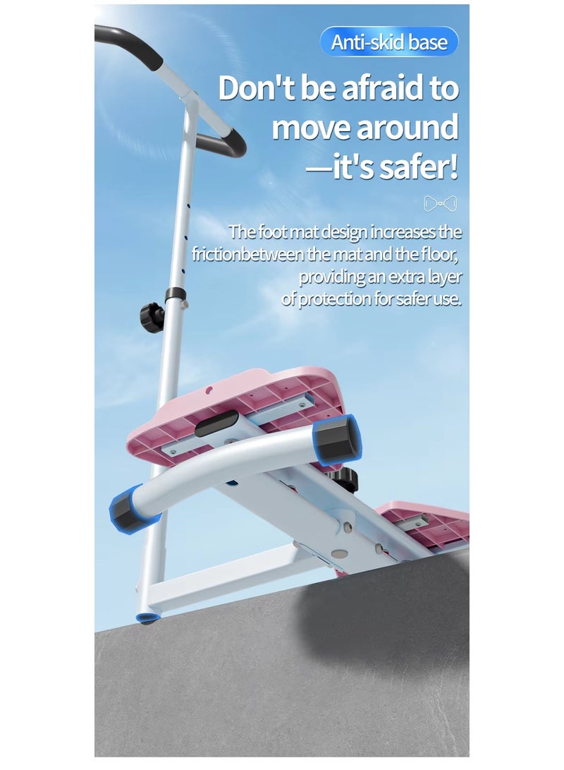 والالا جهاز لف الخصر قابل للتعديل بثلاث مستويات مع درابزين ومدربين للبطن والجذع مع شريط مقاومة ذو سطح محكم، جهاز لف الخصر غير كهربائي للمنزل والمكتب واللياقة البدنية مثالي لتمارين البطن وتعزيز استقرار الجذع، لون وردي - Image 3