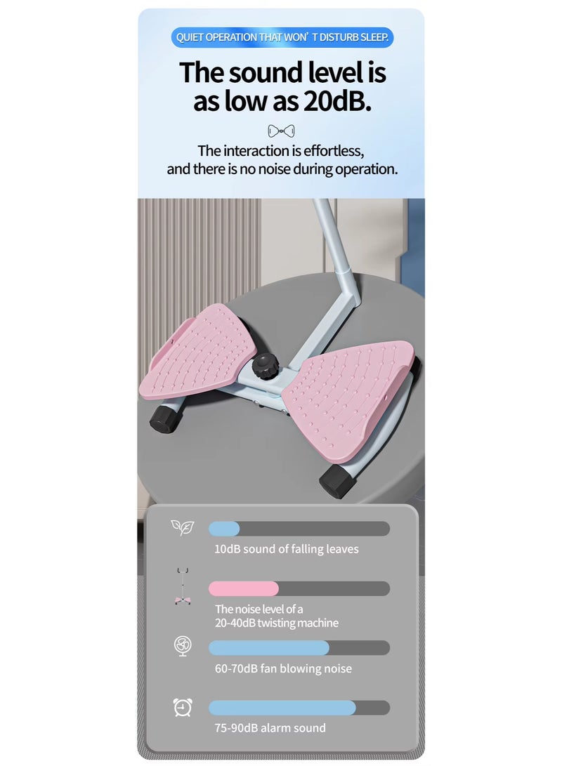 والالا جهاز لف الخصر قابل للتعديل بثلاث مستويات مع درابزين ومدربين للبطن والجذع مع شريط مقاومة ذو سطح محكم، جهاز لف الخصر غير كهربائي للمنزل والمكتب واللياقة البدنية مثالي لتمارين البطن وتعزيز استقرار الجذع، لون وردي - Image 4