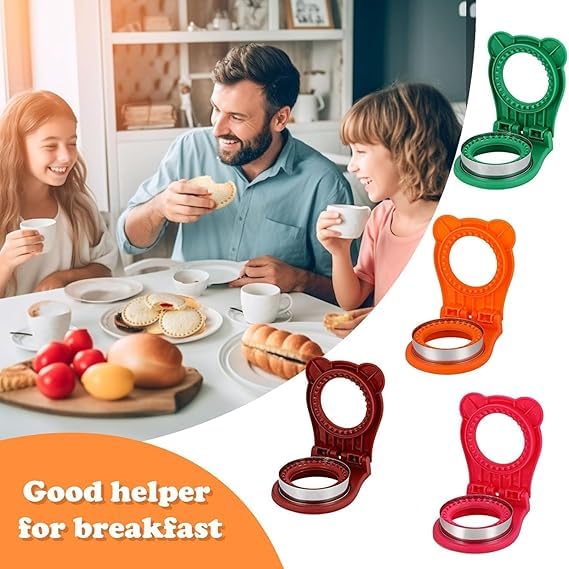 Kevra online Kevra online Round Sandwich Cutter Sealer Cookie Pocket Sandwiches Peanut Butter and Jelly Crustless Sandwich Bread Pancake Maker Great for Breakfast Sandwich Maker LunchboxPack of 1 Multicolor  - Image 4