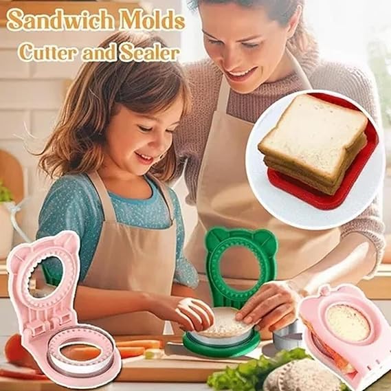 Kevra online Kevra online Round Sandwich Cutter Sealer Cookie Pocket Sandwiches Peanut Butter and Jelly Crustless Sandwich Bread Pancake Maker Great for Breakfast Sandwich Maker LunchboxPack of 1 Multicolor  - Image 5