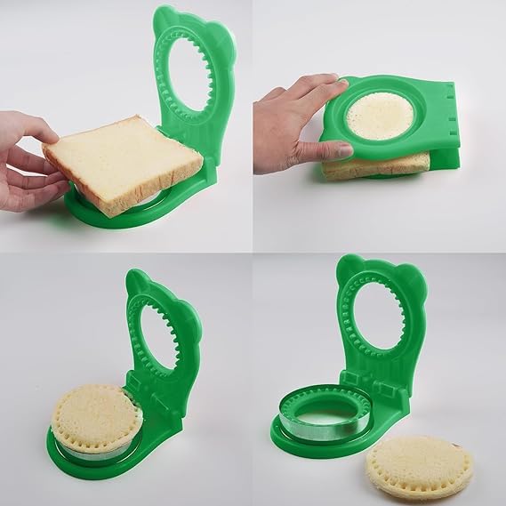 Kevra online Kevra online Round Sandwich Cutter Sealer Cookie Pocket Sandwiches Peanut Butter and Jelly Crustless Sandwich Bread Pancake Maker Great for Breakfast Sandwich Maker LunchboxPack of 1 Multicolor  - Image 3