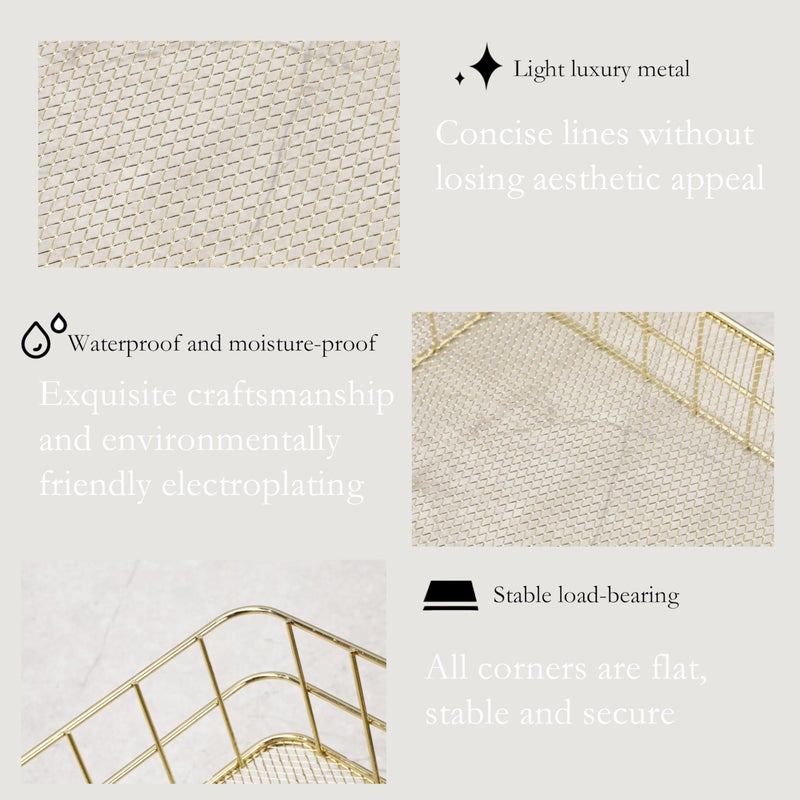 CJFNDFA 6.8"x4.8" Gold Metal Basket - Wire Mesh Storage Bin for Organizing | Shelf Basket for Home, Desk & Cosmetic Stationery ï¼ˆPay Attention to Product Dimensionsï¼‰ - Image 5