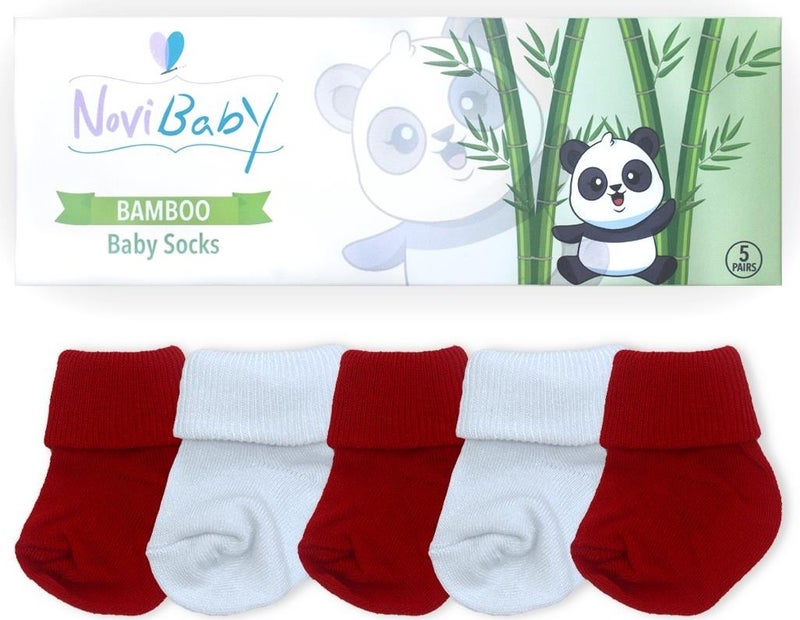 Novibaby 5-Piece Bamboo Newborn Baby Socks I Flag I 0-6 Months  - Image 3