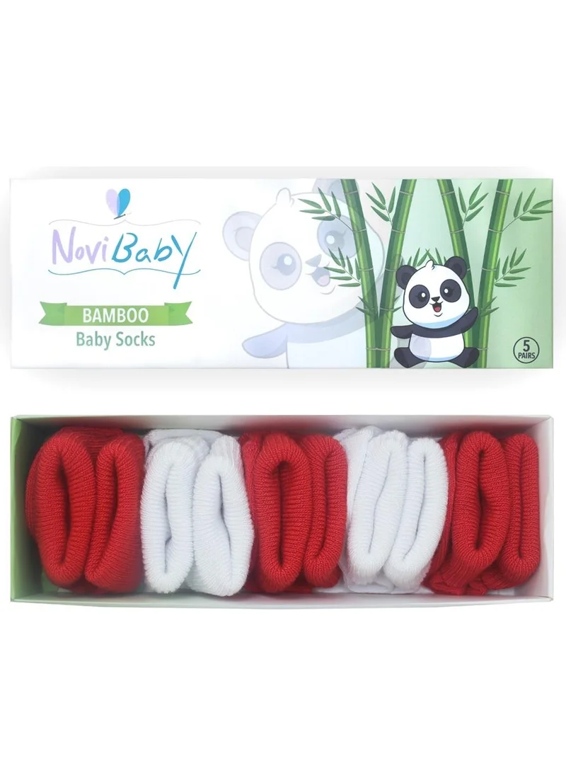 Novibaby 5-Piece Bamboo Newborn Baby Socks I Flag I 0-6 Months