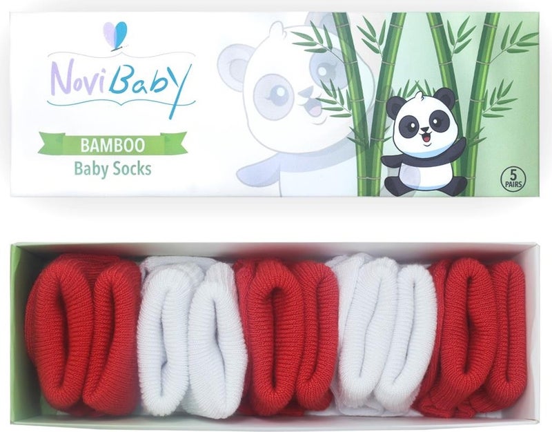 Novibaby 5-Piece Bamboo Newborn Baby Socks I Flag I 0-6 Months  - Image 1