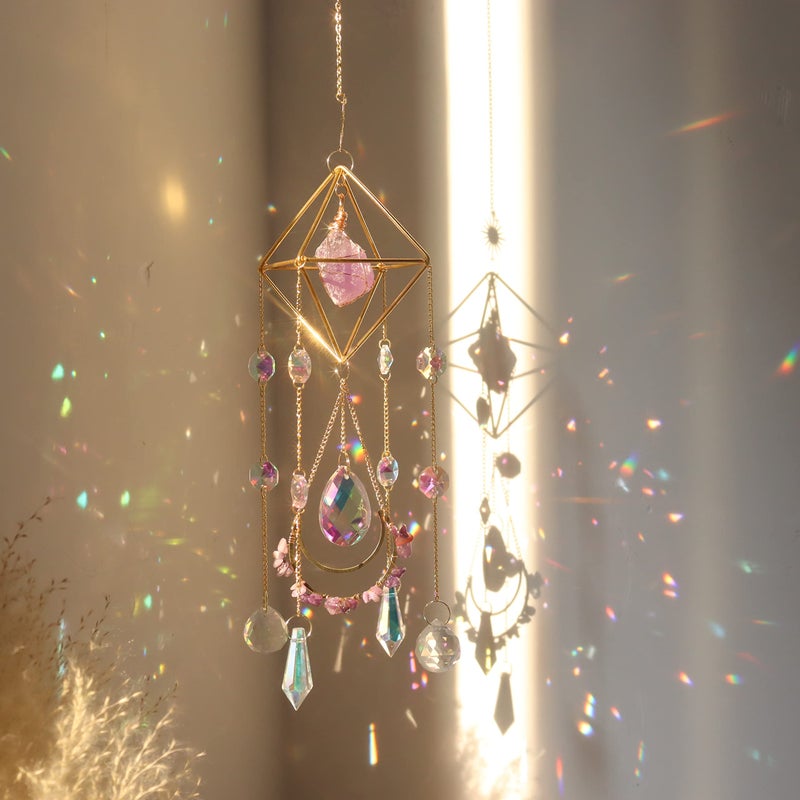 LPKADQA Amethyst Crystal Suncatcher - Hanging Gold Plated Garden Sun Catcher for Windows, Healing Amethyst Crystal Decor for Home, Gift for Christmas Birthday Valentine Mothers Day - Image 5