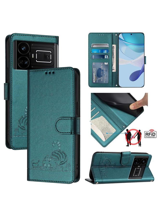 اس-توب جراب لهاتف Realme GT 5G / GT NEO 5G جراب هاتف من الجلد المنقوش بنمط فأر قطة بتقنية RFID مع حبل - Image 1