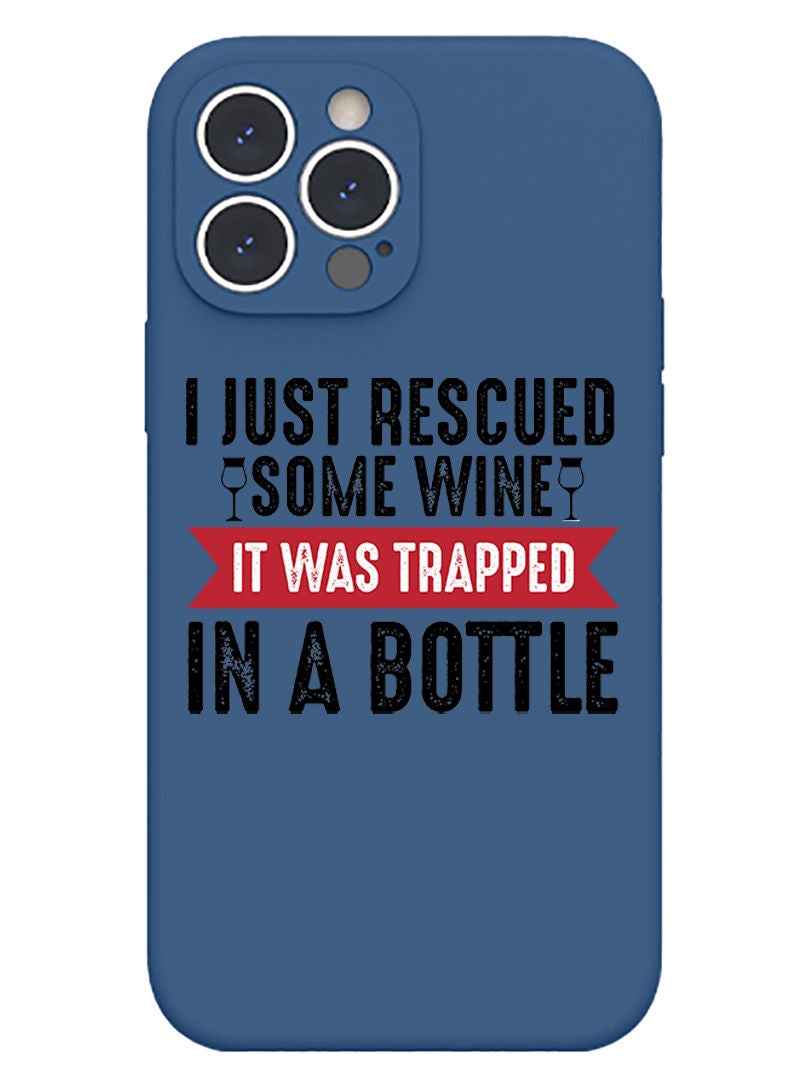 Theodor Protective Slim Fit Case Liquid Silicone Cover with Full Body Protection Anti-Scratch Shockproof Case For iPhone 13 Pro Blue  - Wine trapped in bottle white copy - Image 1