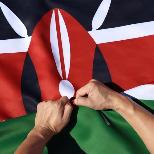 Anley RipProof Double Sided 3Ply Kenya Flag 3x5 Foot Vivid Color Canvas Header and Wrinkle Resistant The Strongest Longest Lasting Republic of Kenya Flags 3 X 5 Ft - Image 1
