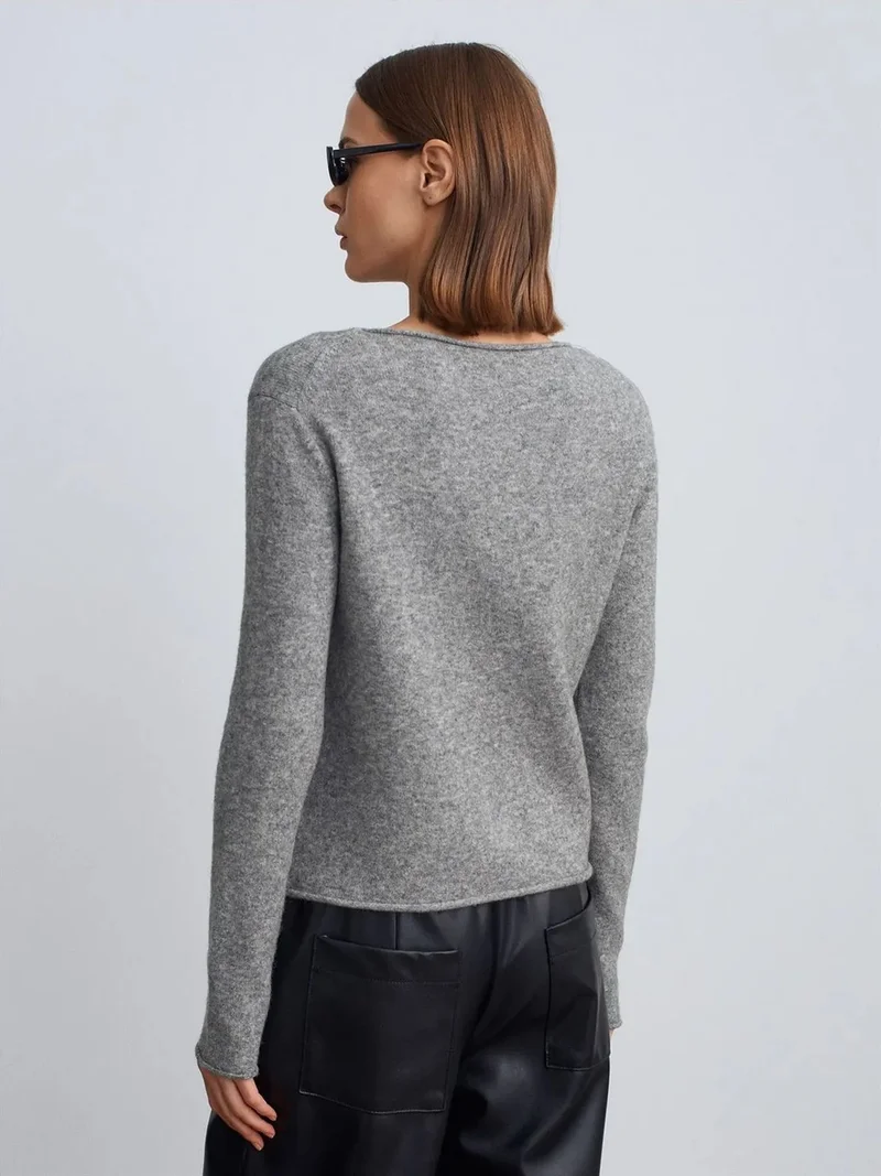 ديلفين DILVIN Women's Boat Neck Ribbed Knit Sweater