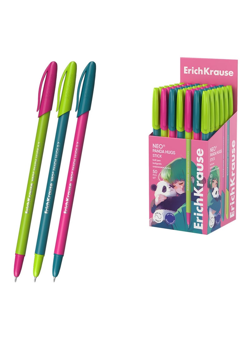 ErichKrause 50-Piece Panda Hugs Stick Ballpoint Pen 0.7mm Tip Blue Ink - Image 3