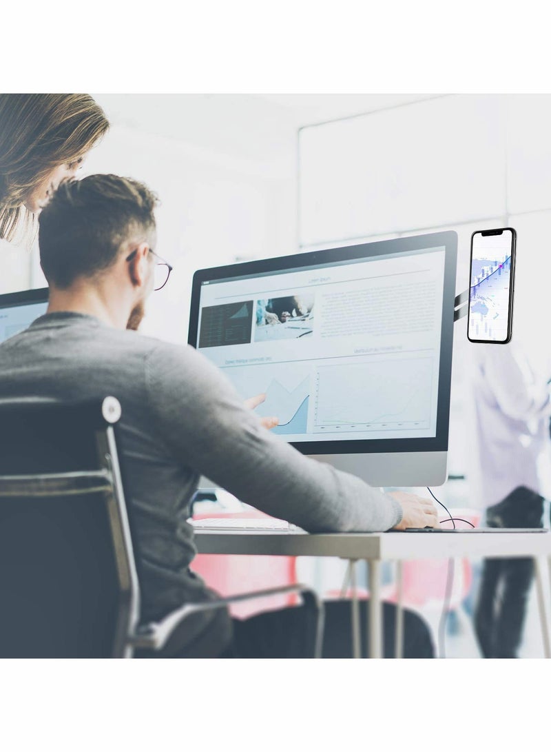 SYOSI Adjustable Side Mount Clip for Laptops, Aluminum Alloy Expansion Bracket with Rotatable Phone Holder Stand, Compatible with All Smartphones for Dual Screen Use - Image 4