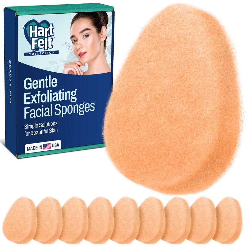 HartFelt [10 Pack] Gentle Exfoliating Facial Sponge for Face - Daily Cleansing Scrubber - Buf Dirt Away with Puf styled Reusable Face Pads for Removing Makeup, Dirt, and Dead Skin - Image 1