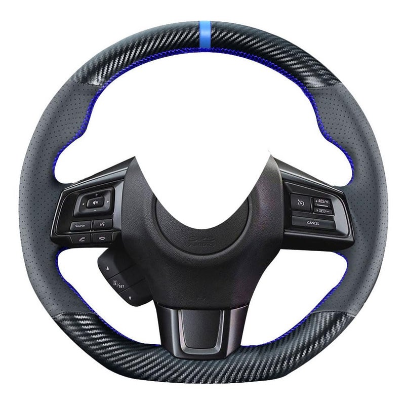 Kivnto DIY Sew Stitching Carbon Fiber Steering Wheel Cover for Subaru WRX STI and Levorg 2015 2016 2017 2018 2019 STI S209 2019 15 inches Leather Interior Accessories