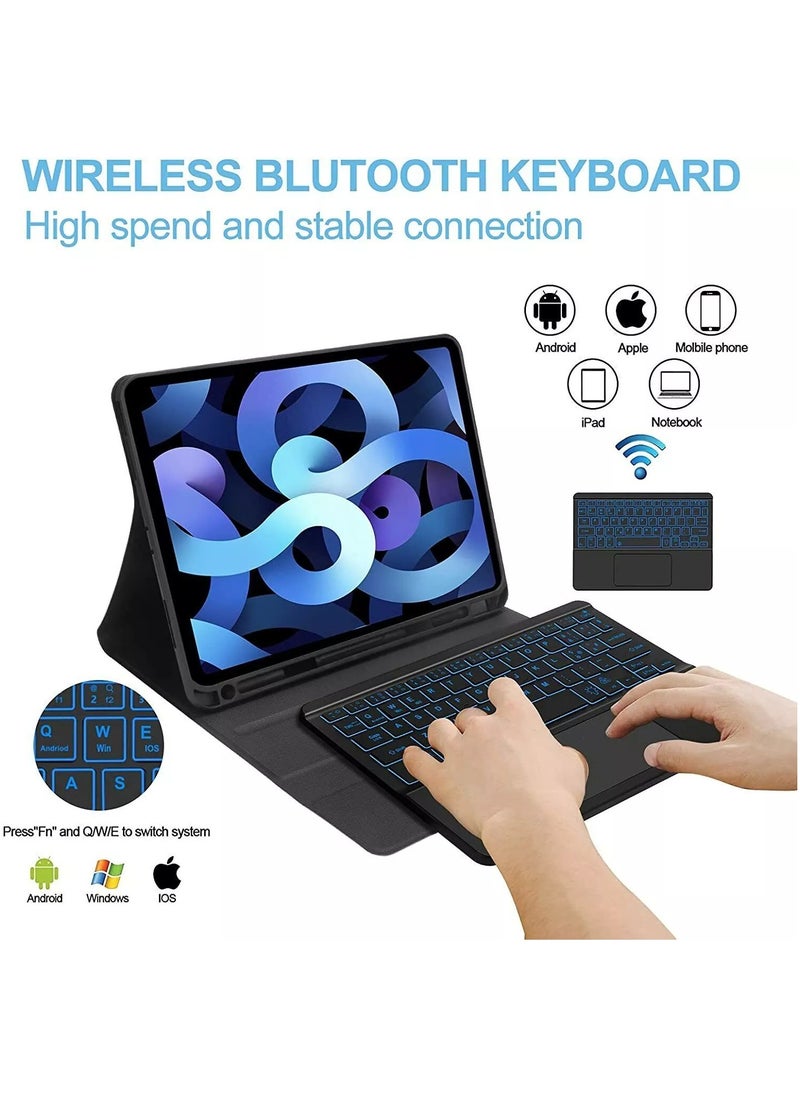 TWEGGON Keyboard Case with Touchpad for Apple iPad Pro 11" 4th/3rd/2nd/1st Generations 2022/2021/2020/2018 Models Builtin Pen Holder Black  - Image 2
