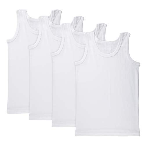 Brix Boys' White Tank top 100% Cotton - Super Soft Undershirts 4-Pack tees. - Image 1