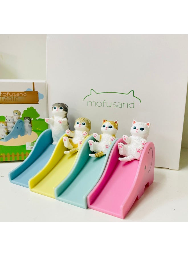 Cat Mofusand Cat Park Slide Hand Office 4 Boxed Ornaments-Color:A Set Of 4 Models (there Are 4 Slides)  - Image 3
