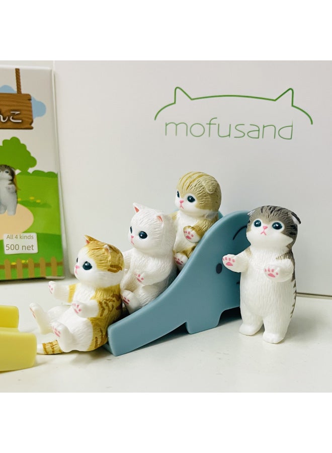 Cat Mofusand Cat Park Slide Hand Office 4 Boxed Ornaments-Color:A Set Of 4 Models (there Are 4 Slides)  - Image 2