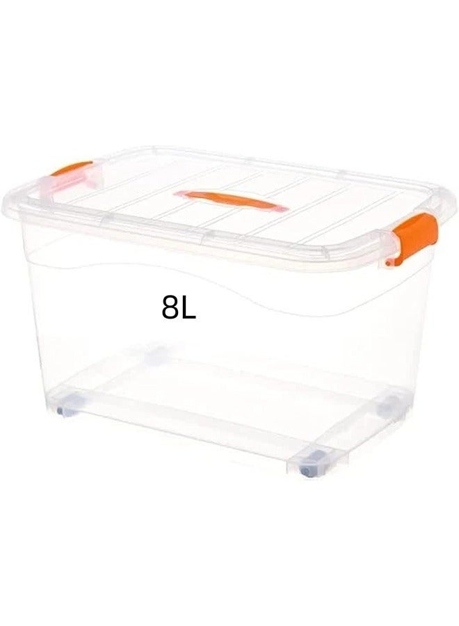 1pcs Plastic Storage Boxes, 8L Clear Stackable Containers With Lockable Lids, Clear Plastic Organizer, Transparent Box Storing Toys, Shoes, Kitchen Items, Snacks, Tools, Medicine - Image 1