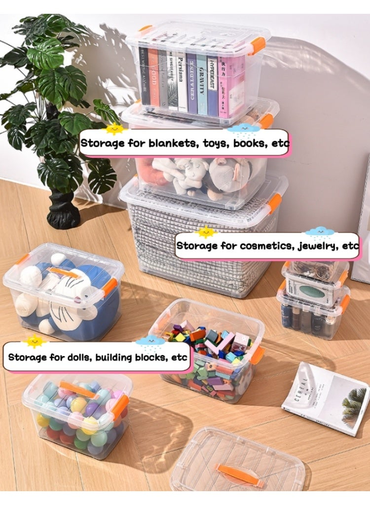 1pcs Plastic Storage Boxes, 8L Clear Stackable Containers With Lockable Lids, Clear Plastic Organizer, Transparent Box Storing Toys, Shoes, Kitchen Items, Snacks, Tools, Medicine - Image 5