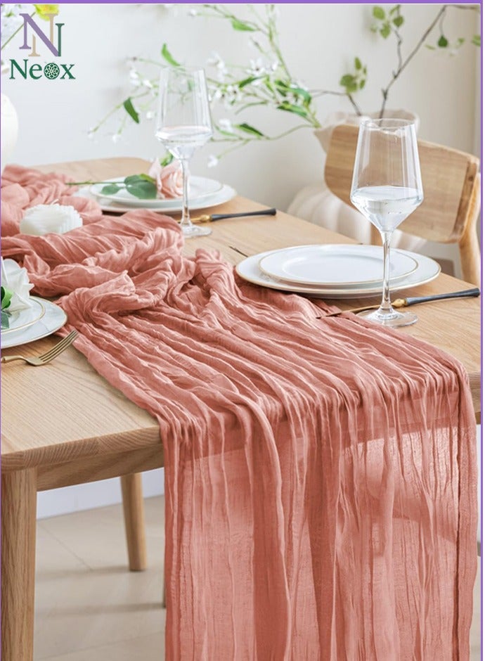 Neox Table Runner,Translucent Table Runner Chessian Tablecloth for Wedding Reception Bridal Shower Party Decoration Table Centerpiece 90*400cm - Image 1