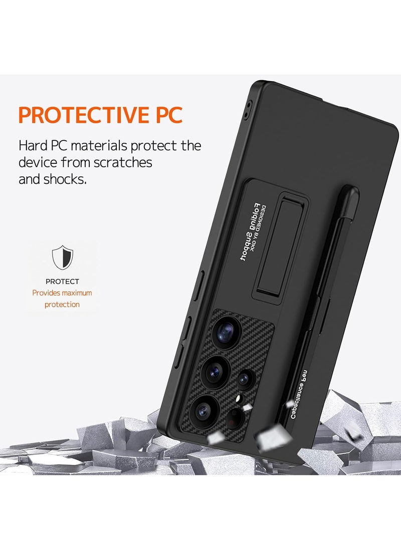 Aookay - for Samsung Galaxy S25 Ultra Case with Pen and Holder, Shockproof Slim Protective Stand Case for Galaxy S25 Ultra Phone Case with Pen Case for Samsung S25 Ultra Back Cover with Kickstand (Black) - Image 1