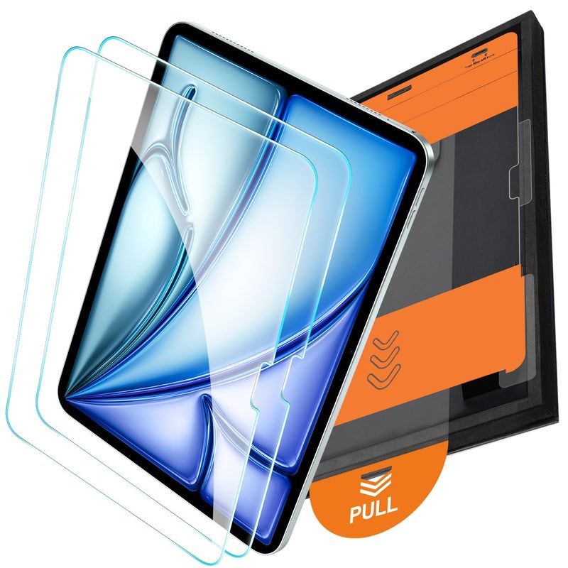 OMOTON Screen Protector for iPad Air 11 Inch M3/M2 (2025/2024, 7th/6th Generation), TOP 9H+ Tempered Glass with Easy Installation Tray, Case & Apple Pencil Compatible, Bubble-Free & Scratch-Resistant - Image 1