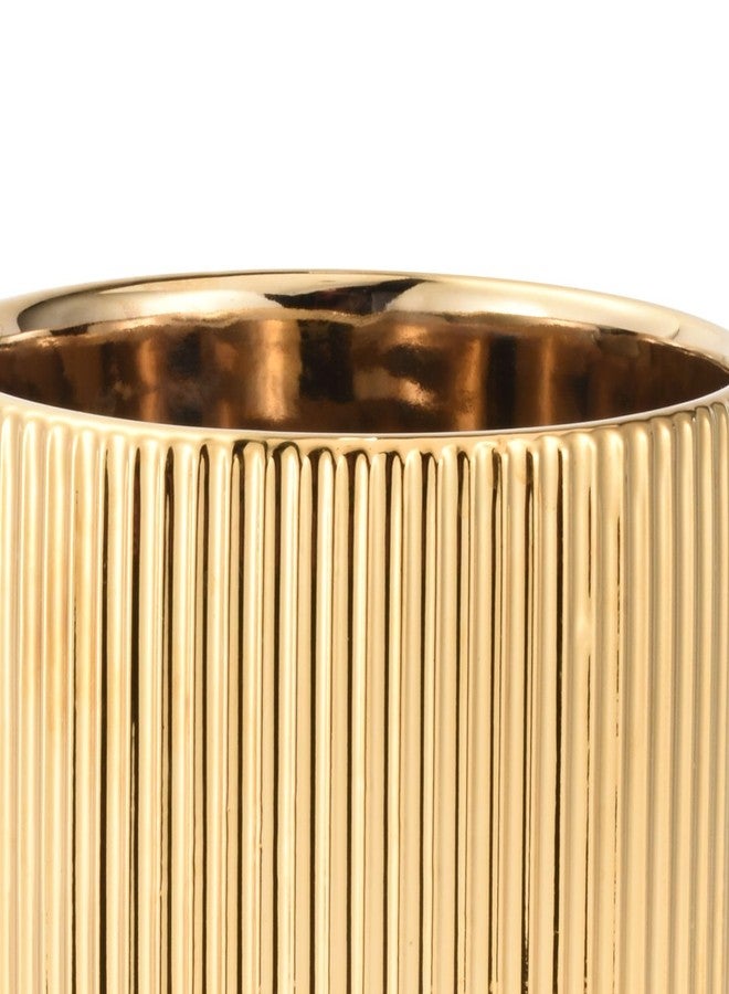 Satu Brown Utensil Holder, Ceramic Kitchen Gold Utensil Holder for Countertop,Cooking Utensil Crocks for Kitchen Counter 5.1 W x 6.6 H inches（stripes） - Image 4