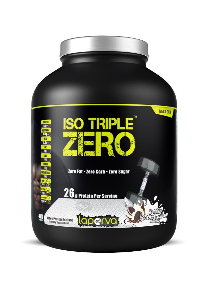 Laperva Iso Triple Zero Whey Protein Isolate Belgian Cookies and Cream Flavor 4Lb 